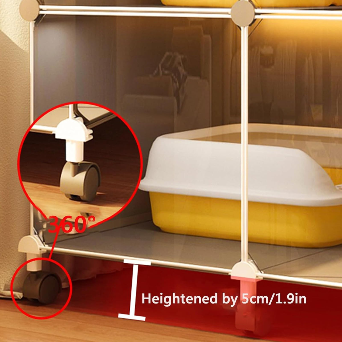 3 Tier Metal Cat Cage with Hammock and 4 Wheels B775244