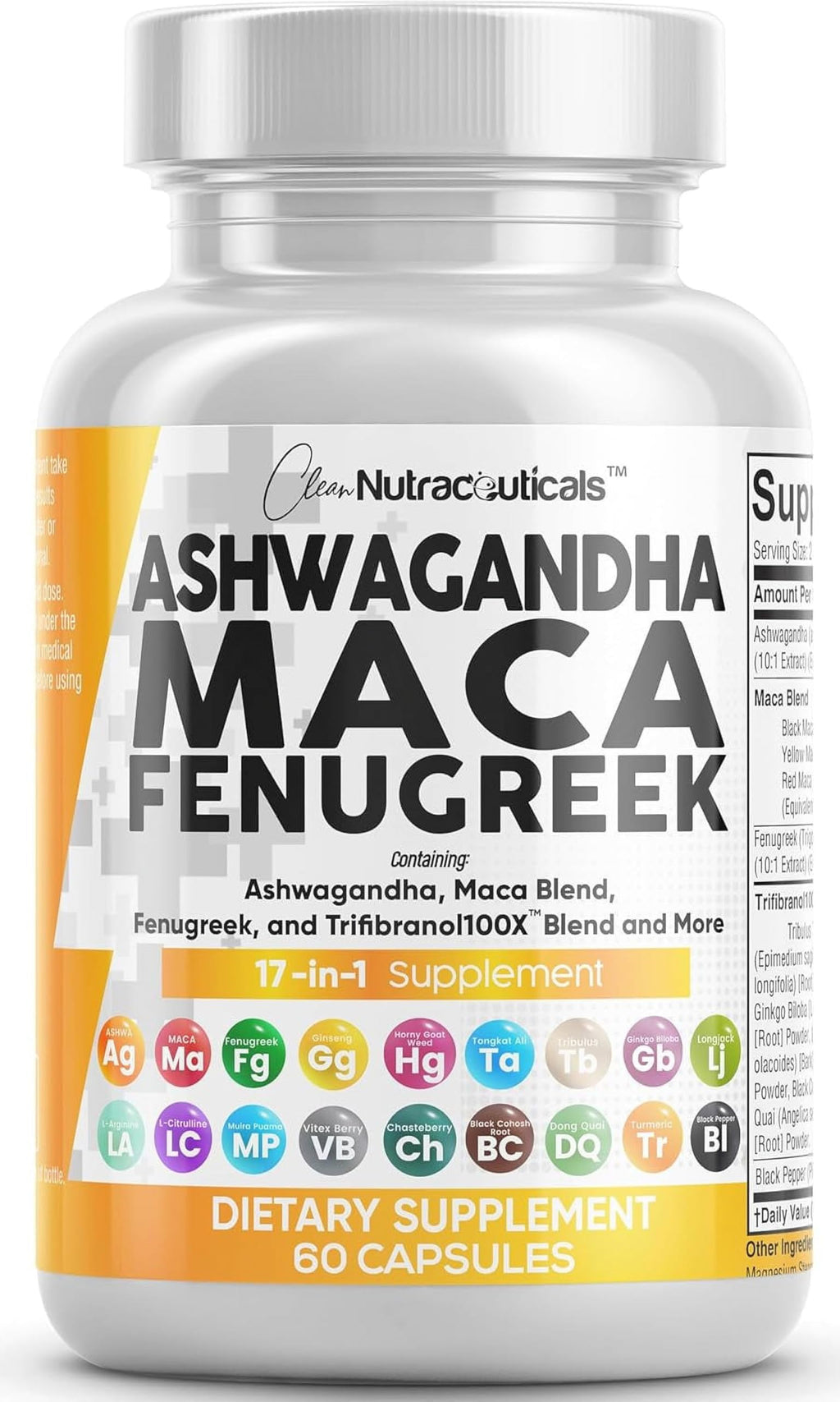 Ashwagandha Maca Root Fenugreek Tongkat Ali Ginseng Capsules K67931