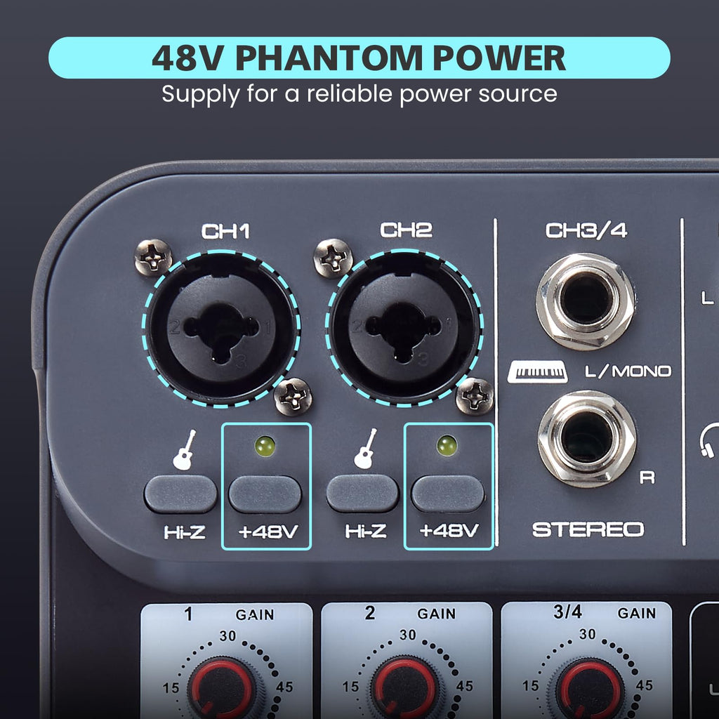 4 Channel DJ Audio Mixer with XLR 1/4" Interface O85266