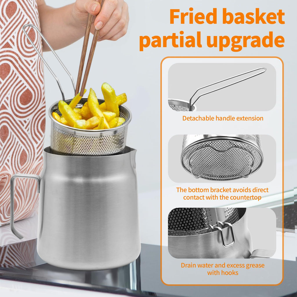 68oz Stainless Steel Oil Filter Pot with Fryer Basket P464118