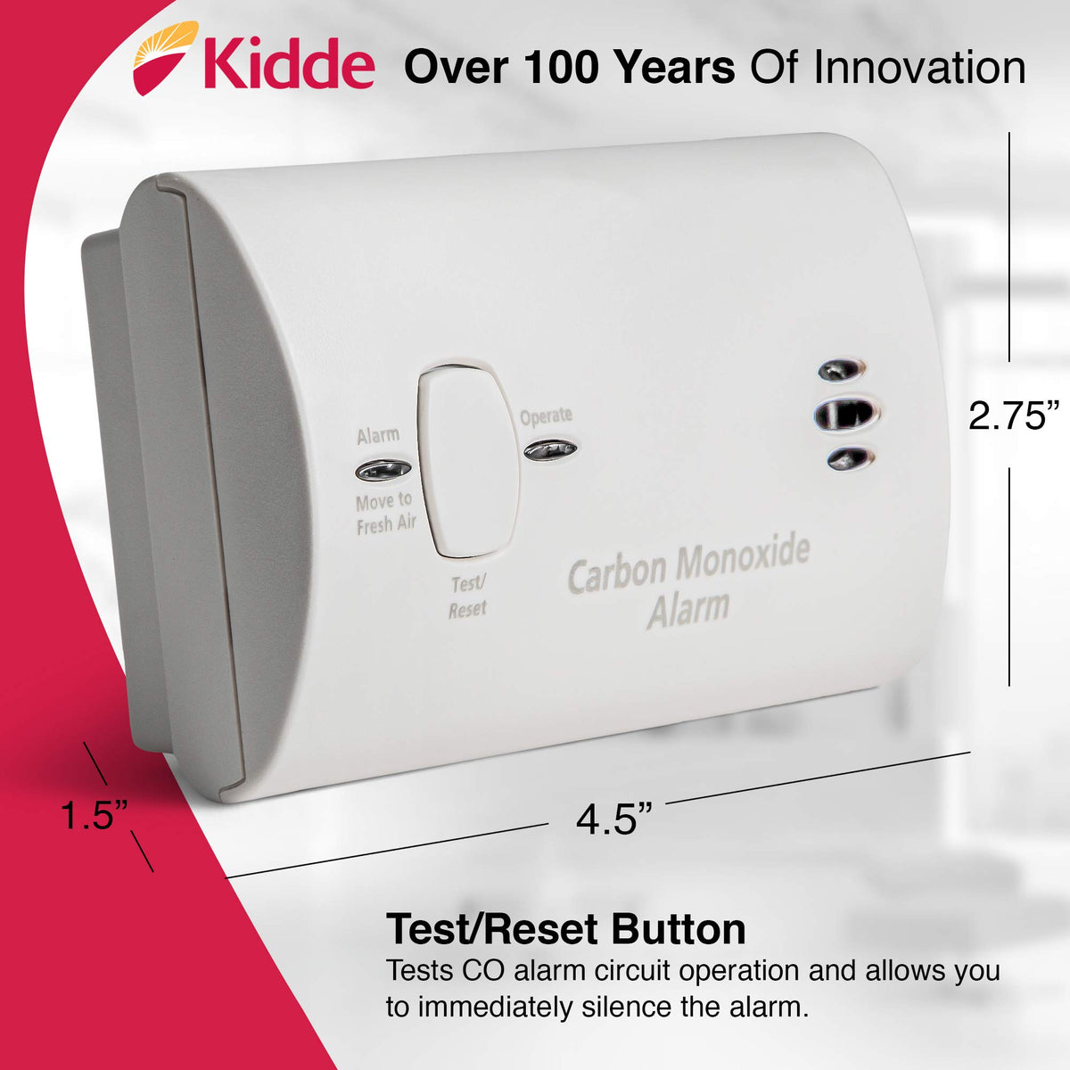 Carbon Monoxide Detector, AA Battery Powered, 85 dB Alarm F901