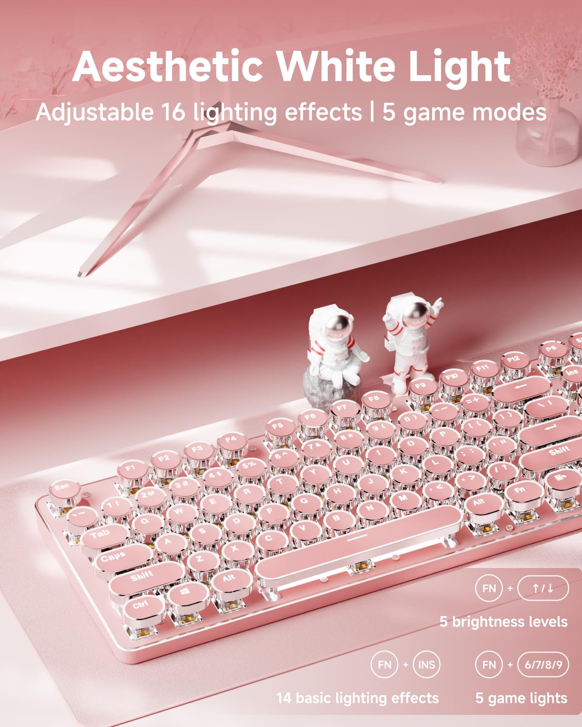 Pink Wireless Mechanical Keyboard X52012
