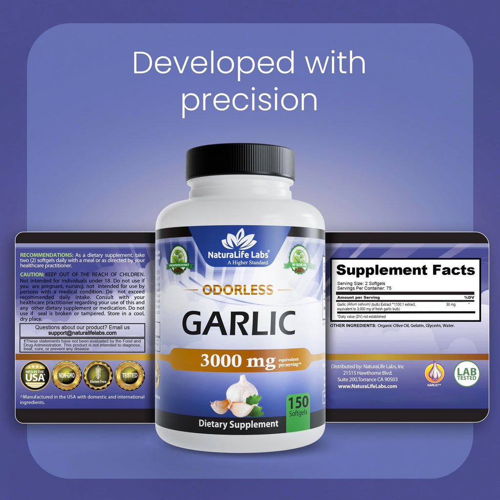 Odorless Garlic 100:1 Extract with Olive Oil 150 Softgels A387