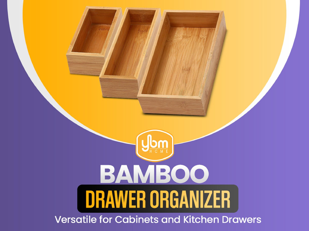 Bamboo Drawer Organizer Storage Box, 2 Pack 6x9x2 inch V61495
