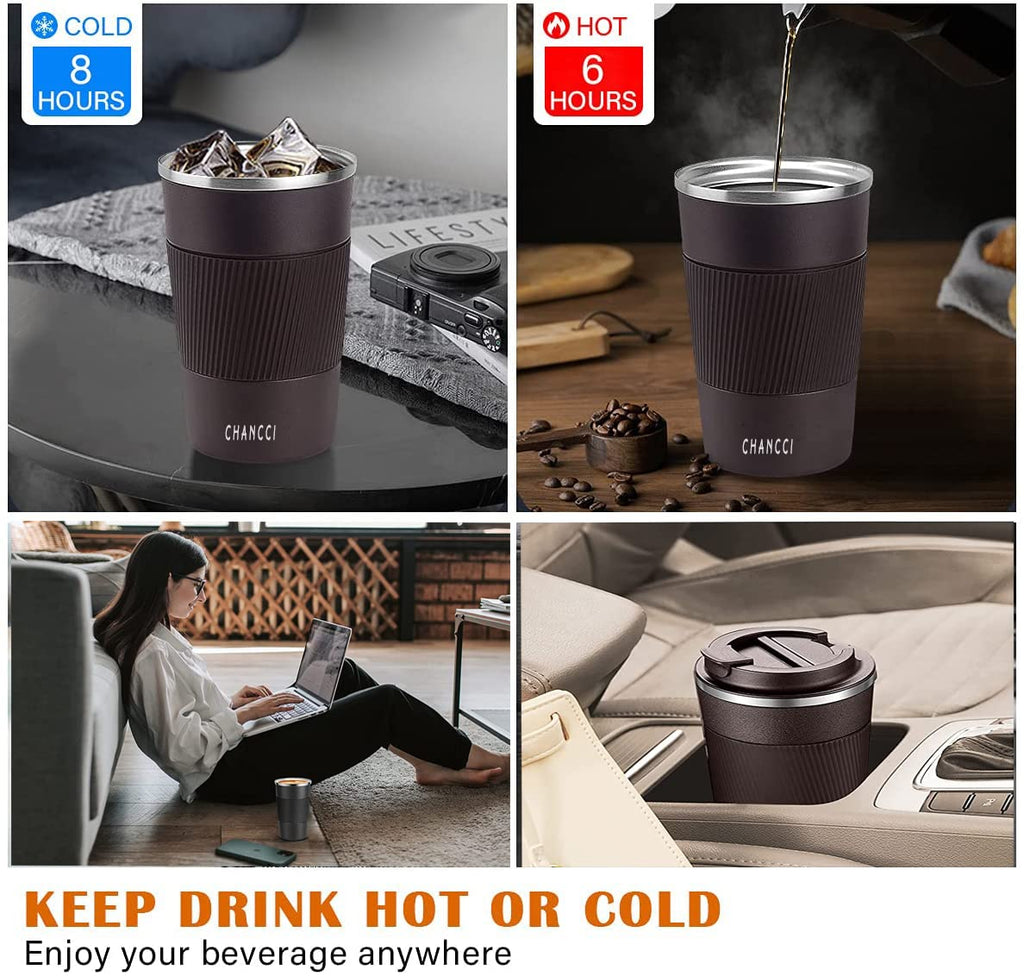 16 oz Insulated Stainless Steel Travel Coffee Mug with Screw Lid V169194