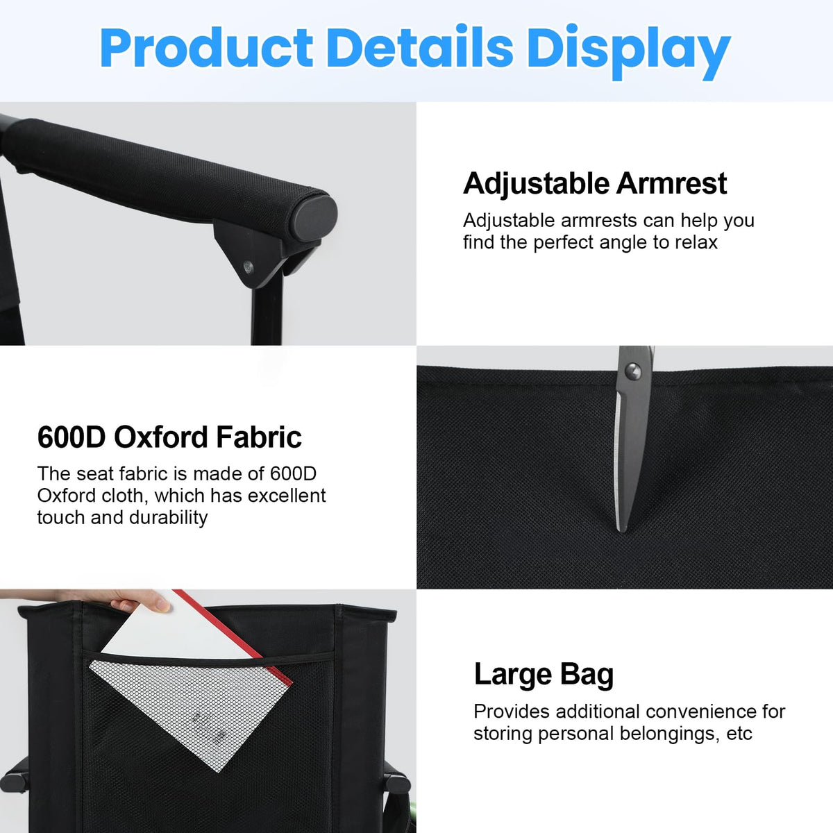 2-Pcs Folding Stadium Seat with Back Support & Cushion V4143