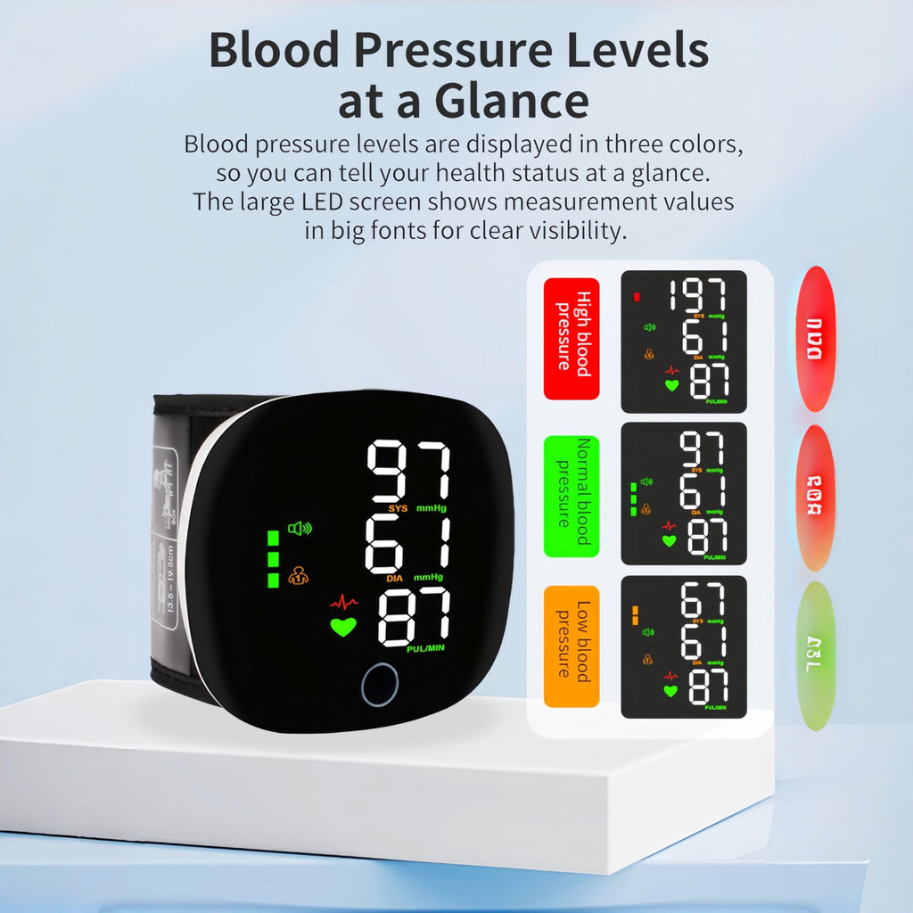 Wrist Blood Pressure Monitor with LCD Display and Voice Guide Q1935