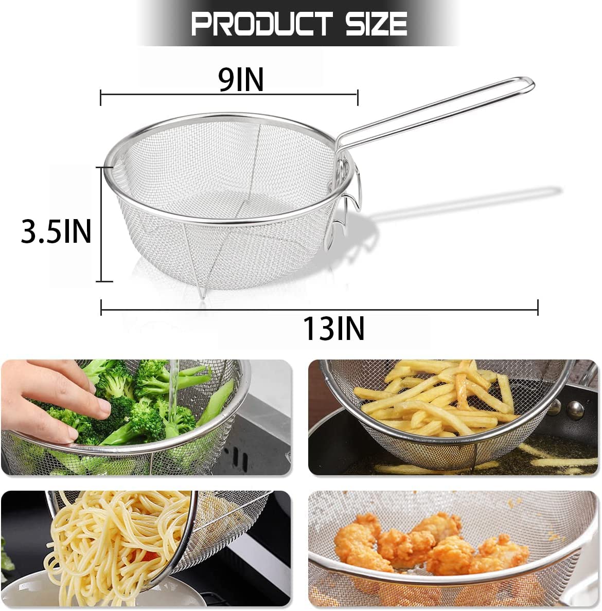Stainless Steel Deep Fry Basket with Detachable Handle W63235