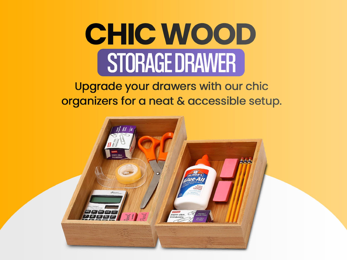 Bamboo Drawer Organizer Storage Box, 2 Pack 6x9x2 inch V61495