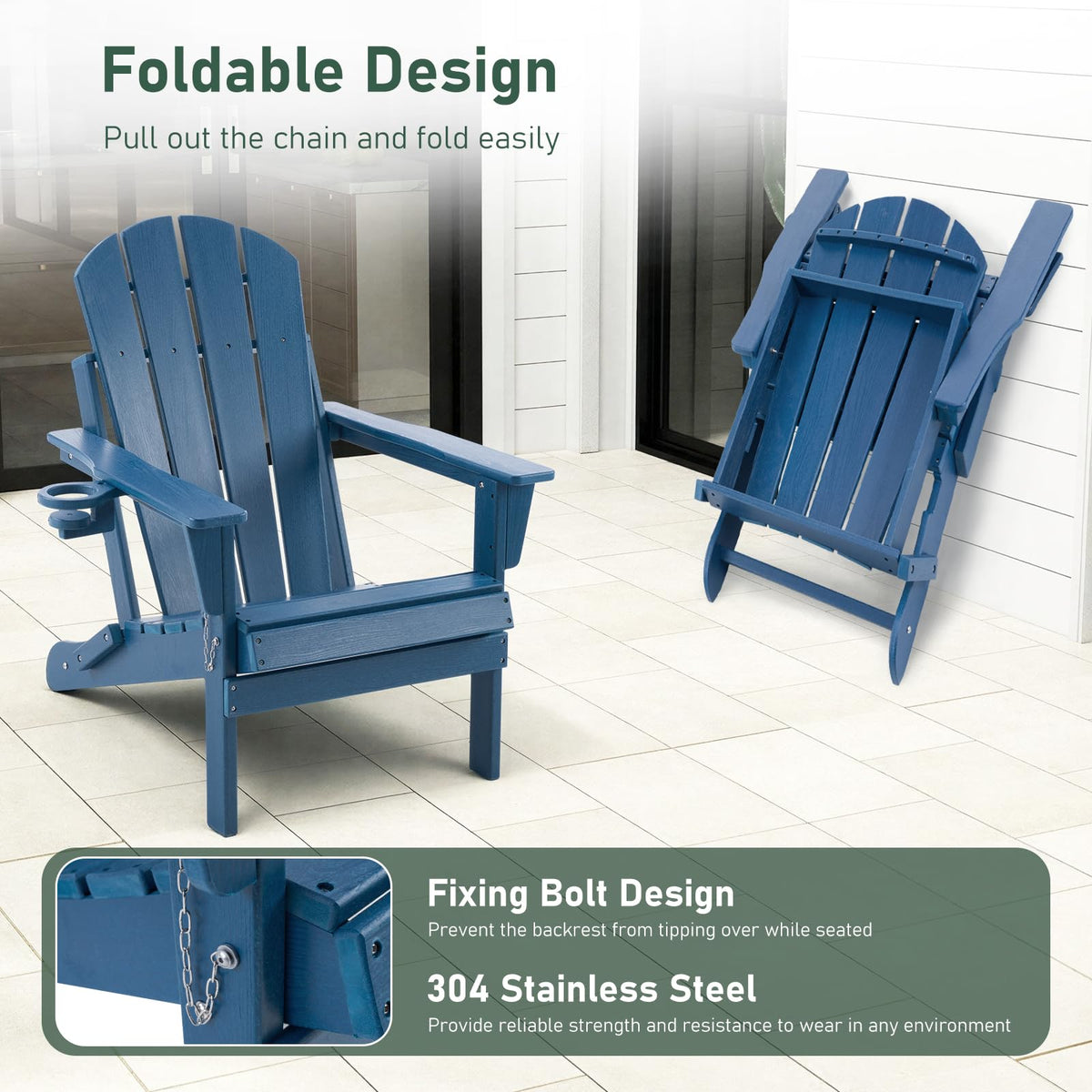 Folding Adirondack Chair with Cup Holders C550