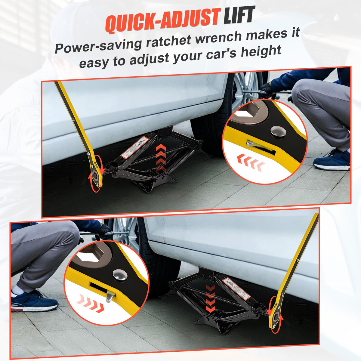 2 Ton Scissor Jack with 2 Rubber Pads J8166