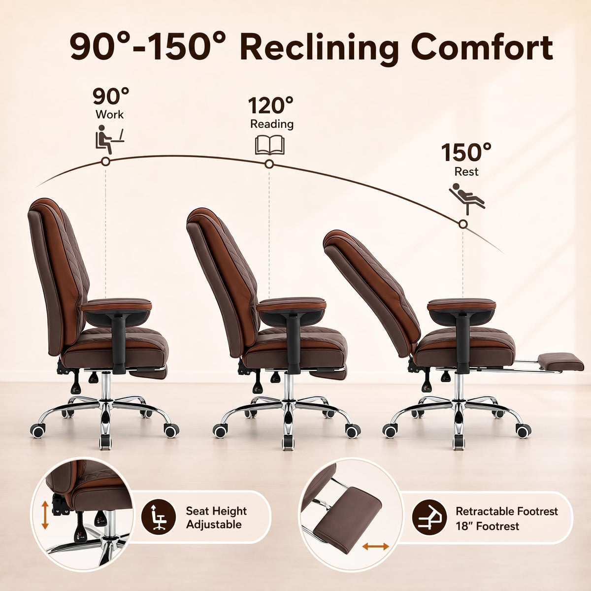 Big and Tall High Back Executive Office Chair with Foot Rest W815174