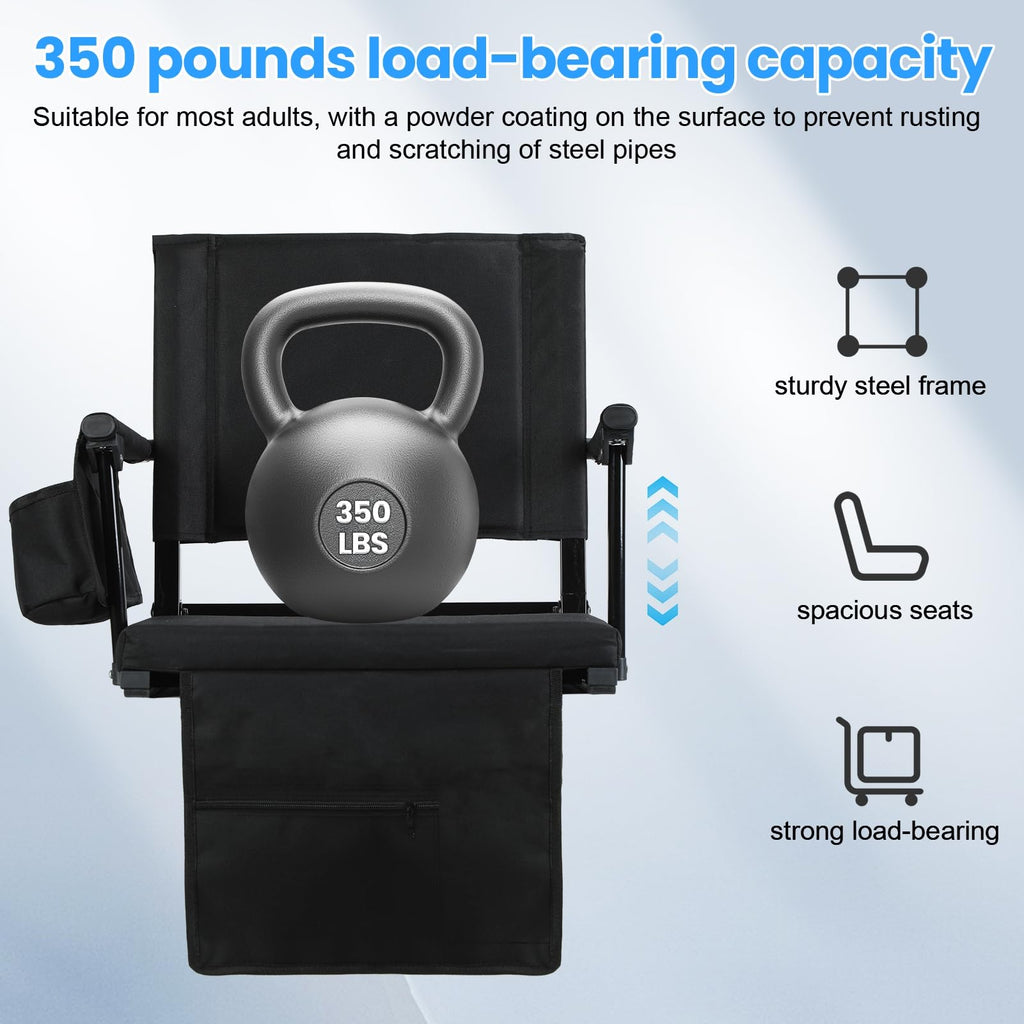 2-Pcs Folding Stadium Seat with Back Support & Cushion V4143