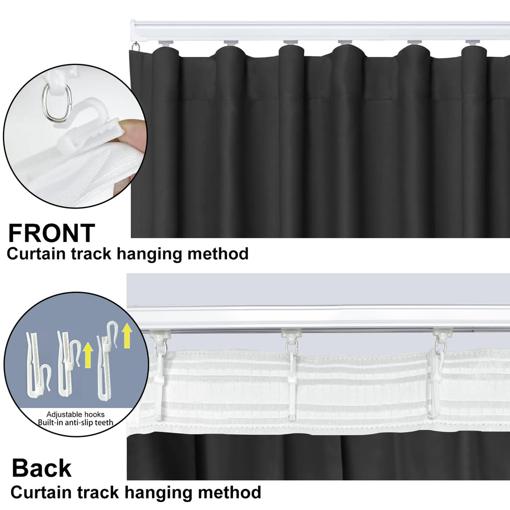 Blackout Room Divider Curtains with Hooks 1 Panel W100 × L84 Inch Black U807634
