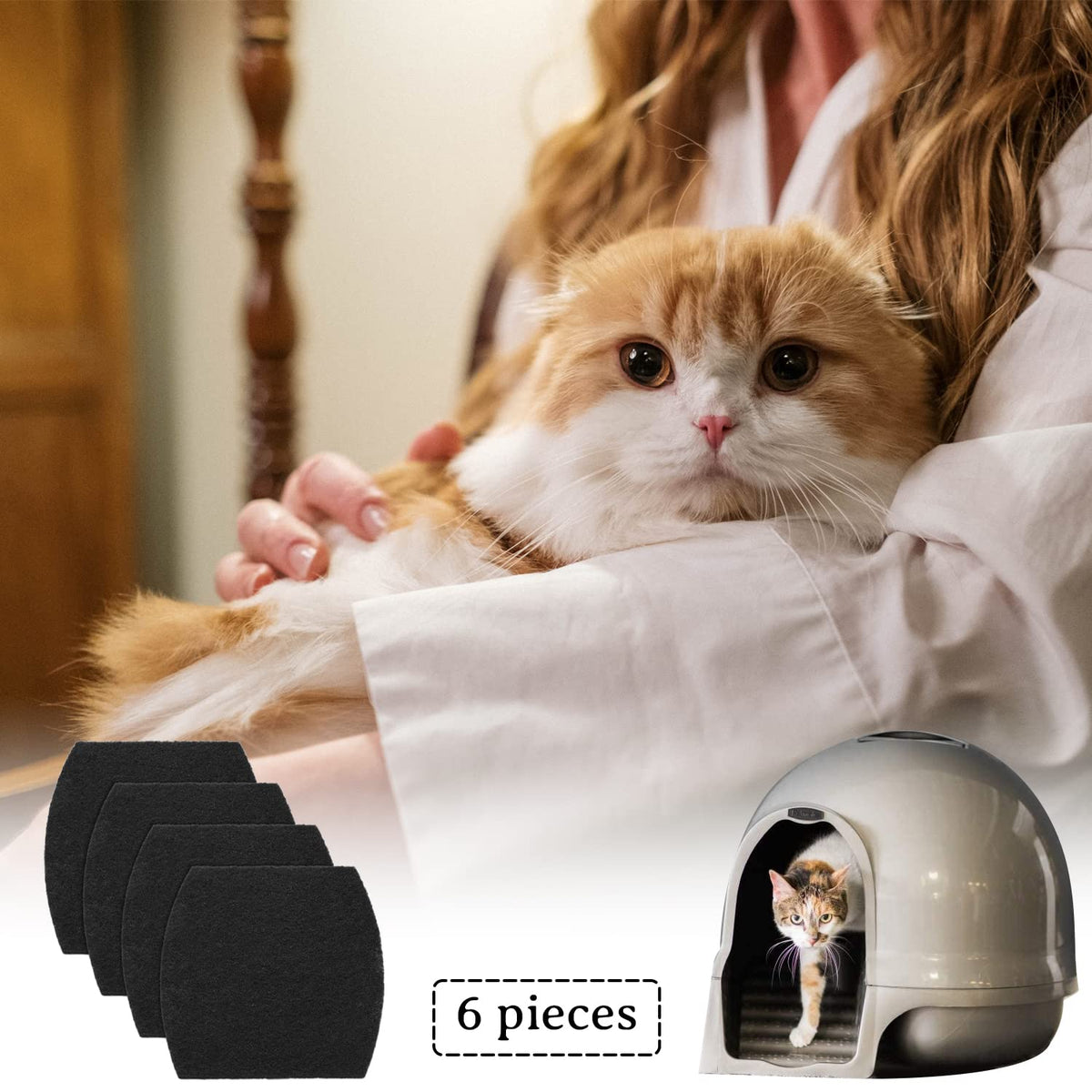 Activated Carbon Cat Litter Box Replacement Filters 4 Pack T66886