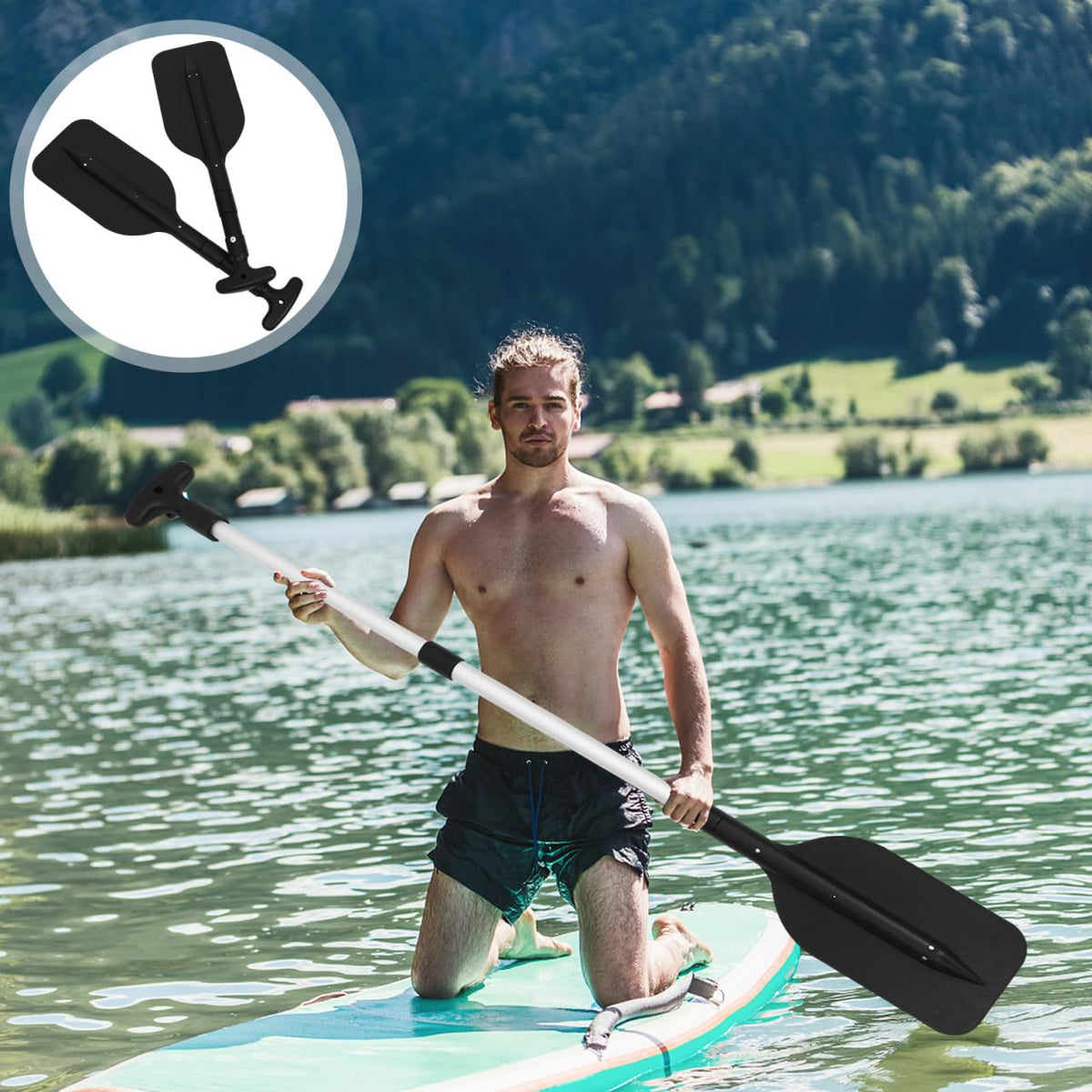 2Pcs Adjustable Aluminum Alloy Kayak Paddle E7296