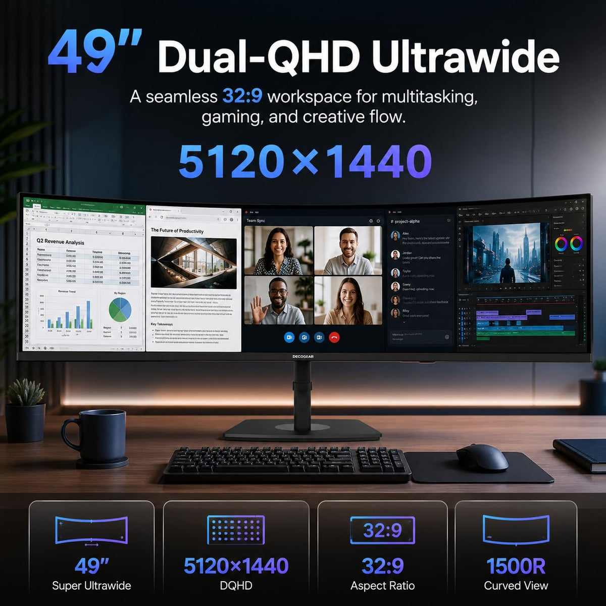 49 Inch Curved Ultrawide Monitor 5120x1440 120Hz Y36050