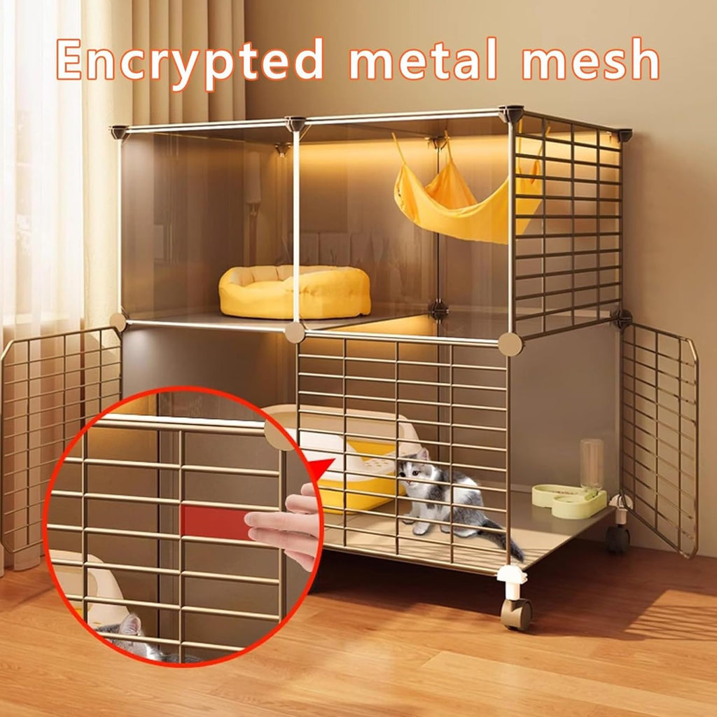 3 Tier Metal Cat Cage with Hammock and 4 Wheels B775244