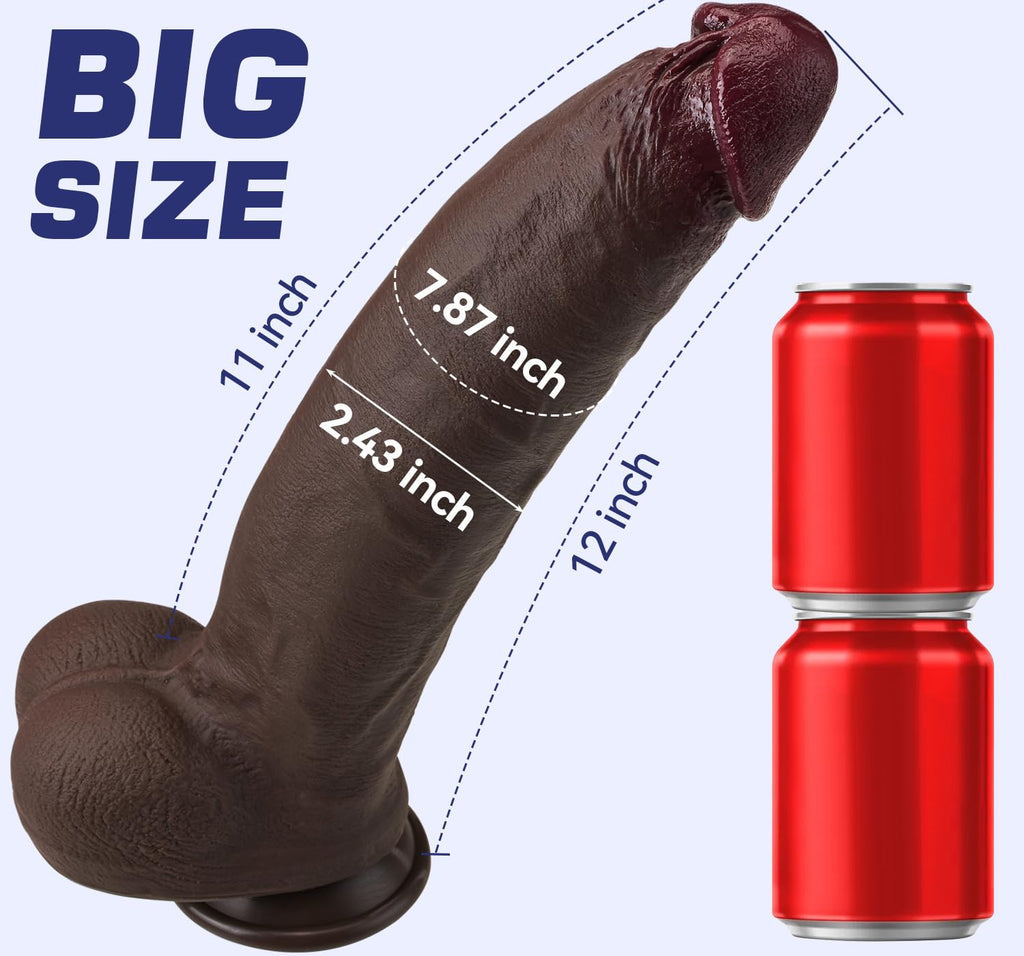 12 Inch Black Realistic Dildo with Suction Cup P50595