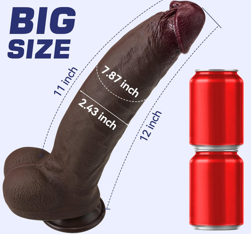 12 Inch Black Realistic Dildo with Suction Cup P50595
