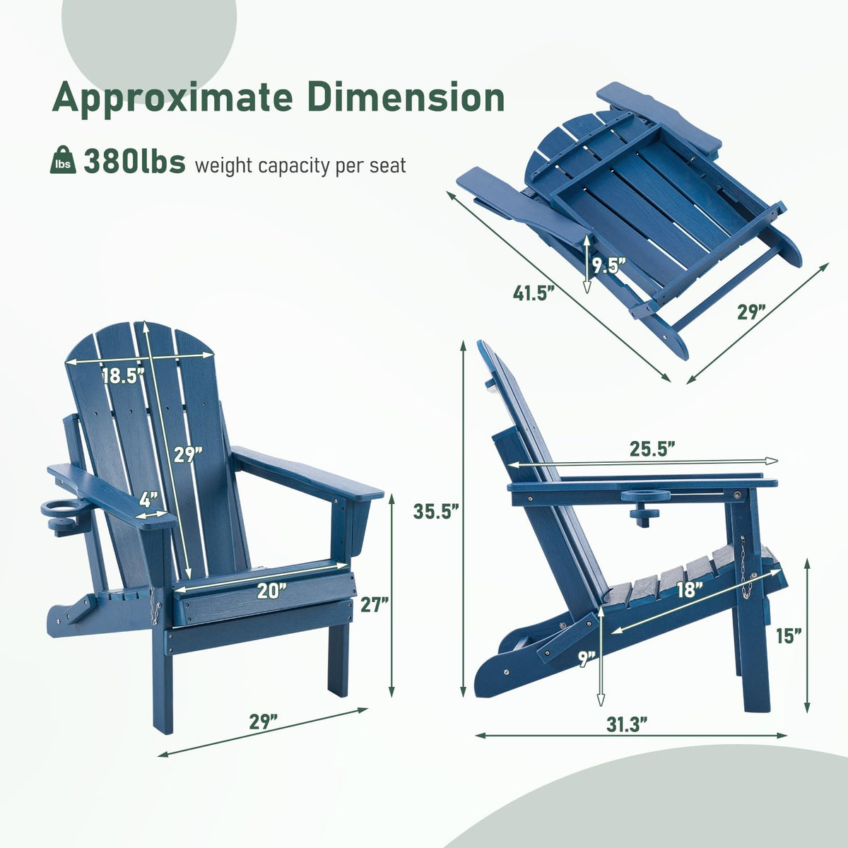 Folding Adirondack Chair with Cup Holders C550