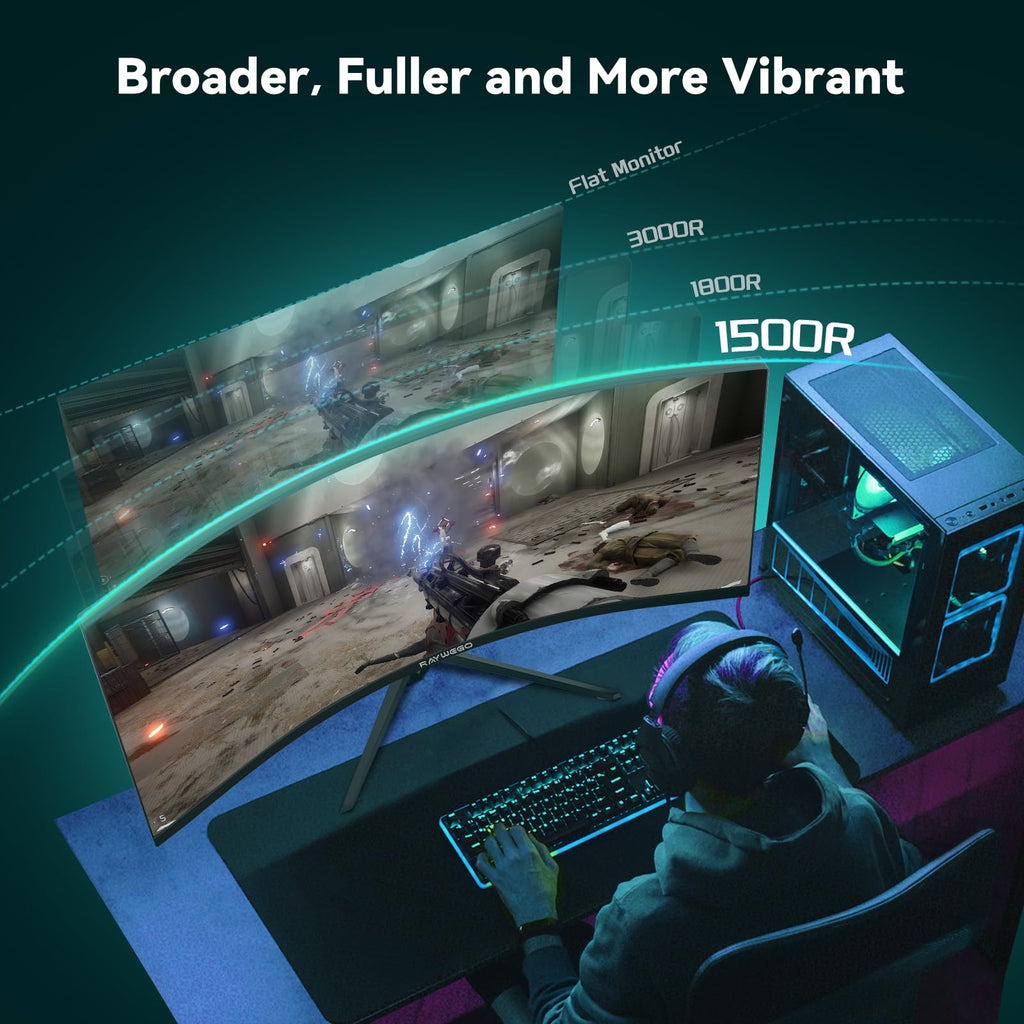 34 Inch Curved Ultrawide Gaming Monitor, UWQHD 165Hz, 1500R C7268
