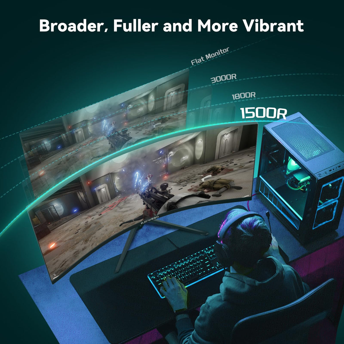 34 Inch Curved Ultrawide Gaming Monitor, UWQHD 165Hz, 1500R C7268