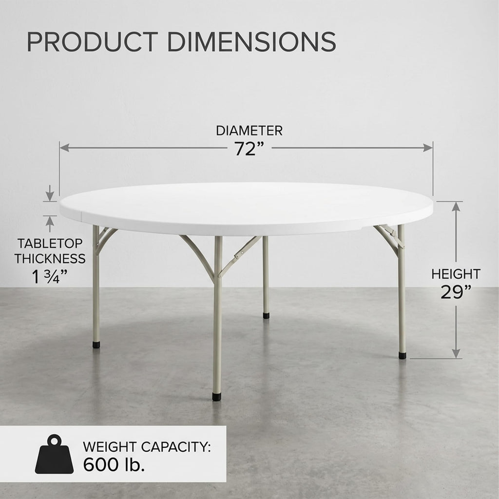 72-Inch Round Plastic Folding Tables 9-Pack G7178