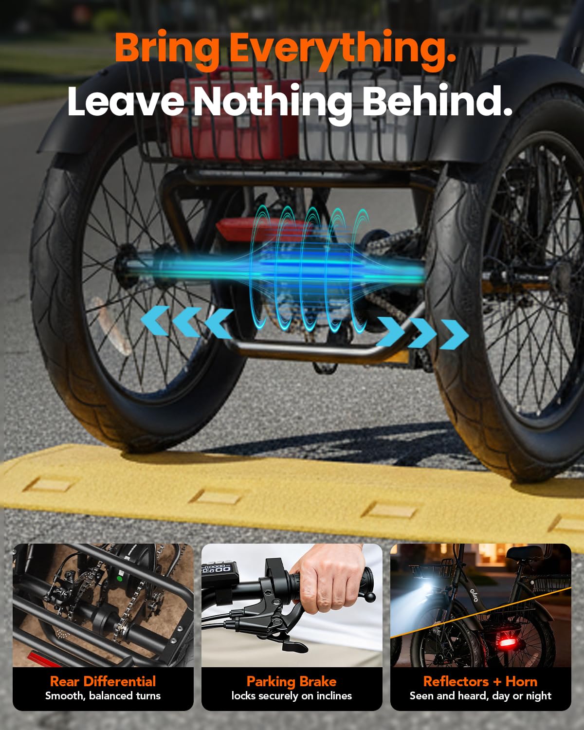 1200W Folding Electric Trike with Cargo Rack Q719068