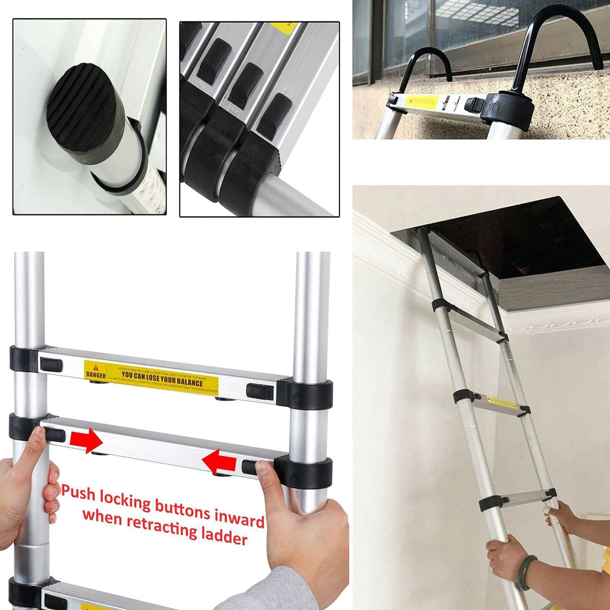 Telescoping Extension Ladder 20.34FT 330 Pound Capacity H5272