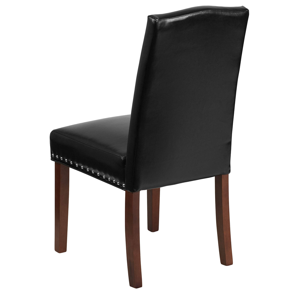 Black Faux Leather Parsons Chair with Nailhead Trim E878