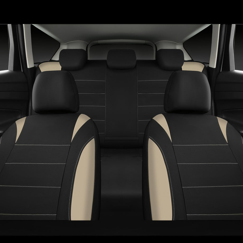 Waterproof Car Seat Covers Full Set Black and Beige T58229