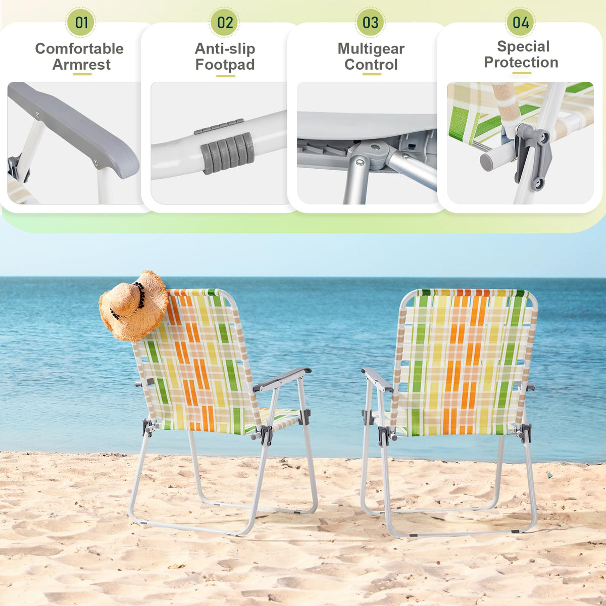 Oversized Webbed Folding Lawn Chairs 2 Pack J147