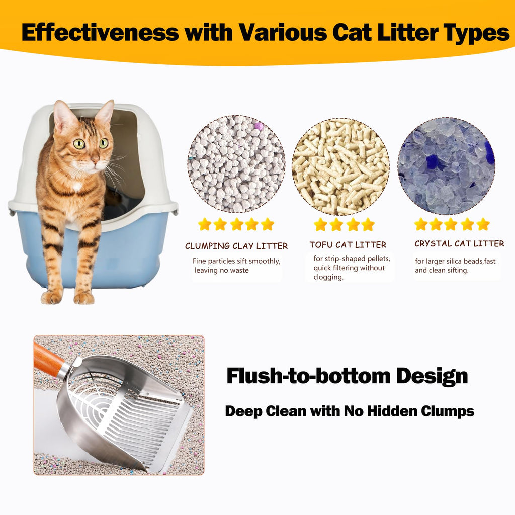 304 Stainless Steel Cat Litter Scoop with Holder Stand Q90373
