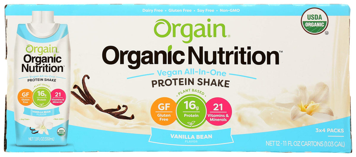 Organic Vegan Plant Based Nutritional Shake Vanilla Bean 11 Ounce 12 Count Z69395