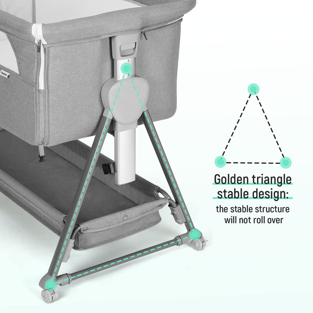 Baby Bassinet with 7 Adjustable Height, Breathable Mesh & Mattress W20064