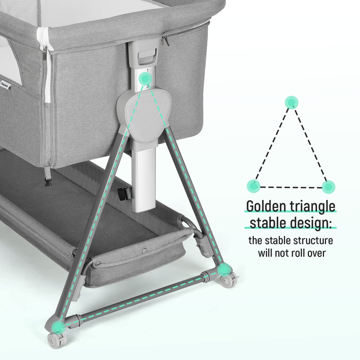 Baby Bassinet with 7 Adjustable Height, Breathable Mesh & Mattress W20064