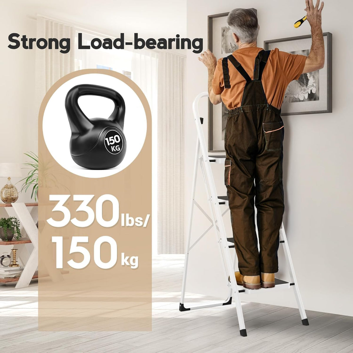 4 Step Folding Step Stool with Handle Y84987