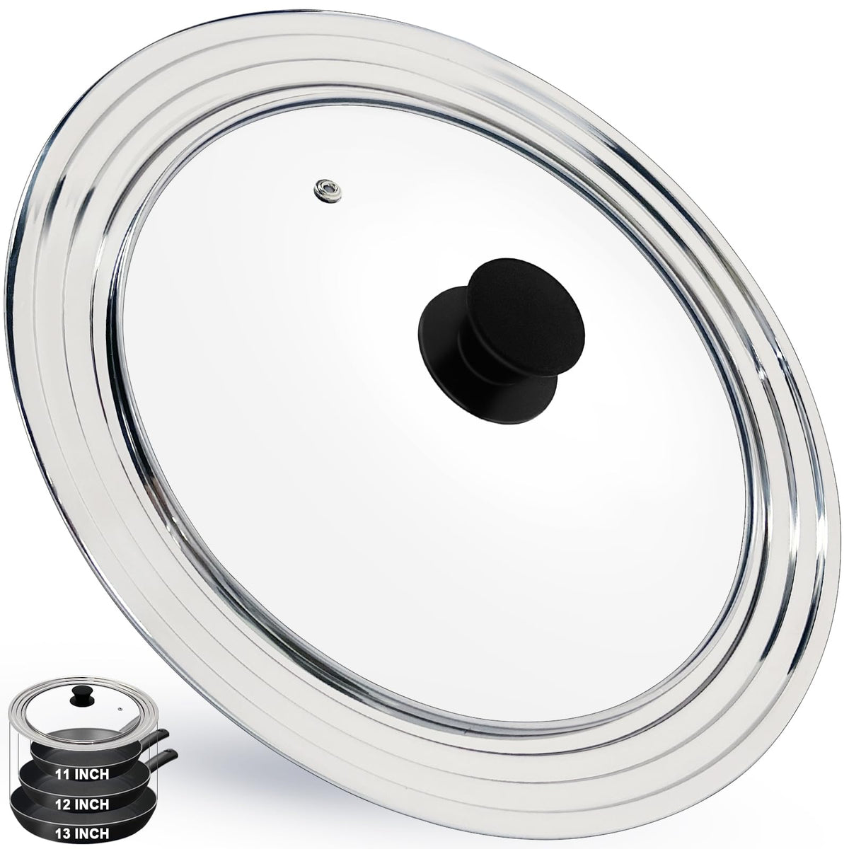 13 Inch Stainless Steel and Tempered Glass Pan Lid S38687