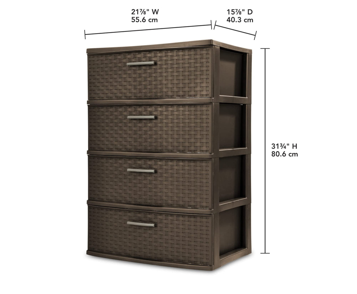 4 Drawer Espresso Wide Weave Tower W720184