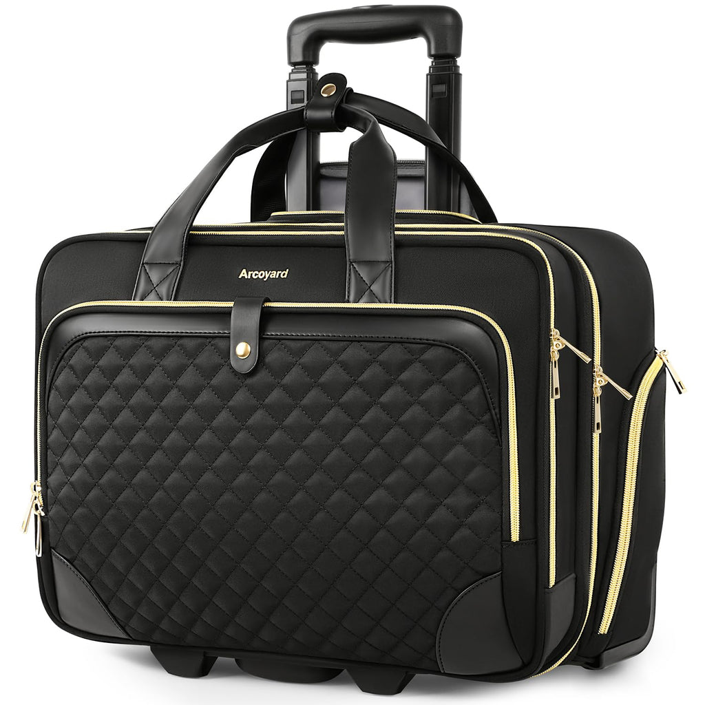 Rolling Laptop Bag with Wheels, 17 Inch Waterproof Black W171
