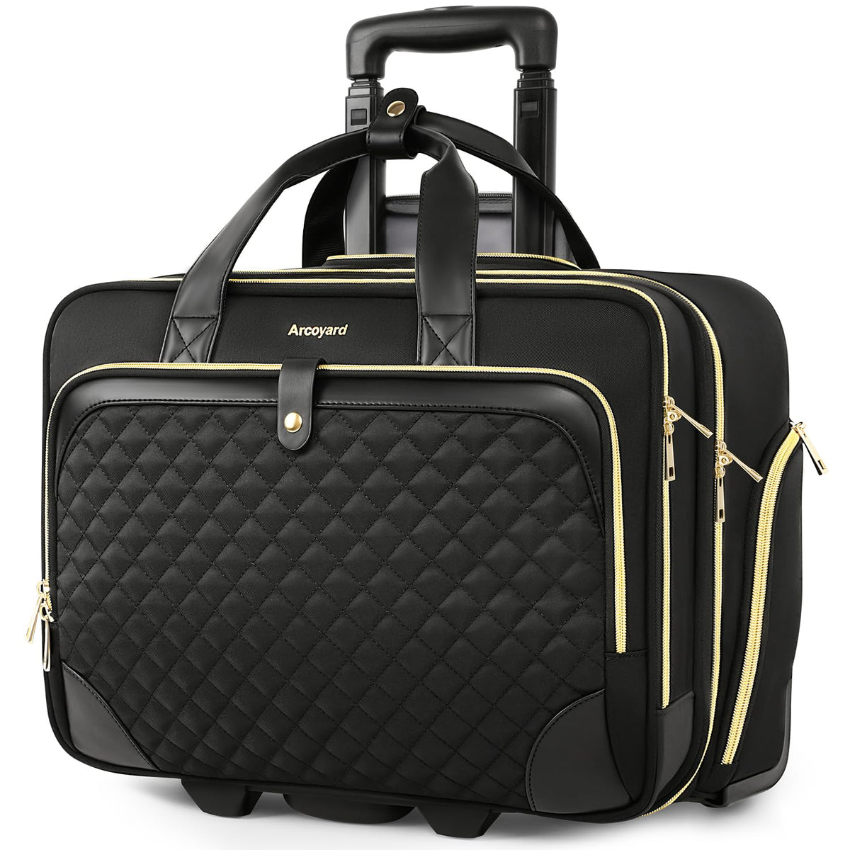 Rolling Laptop Bag with Wheels, 17 Inch Waterproof Black W171