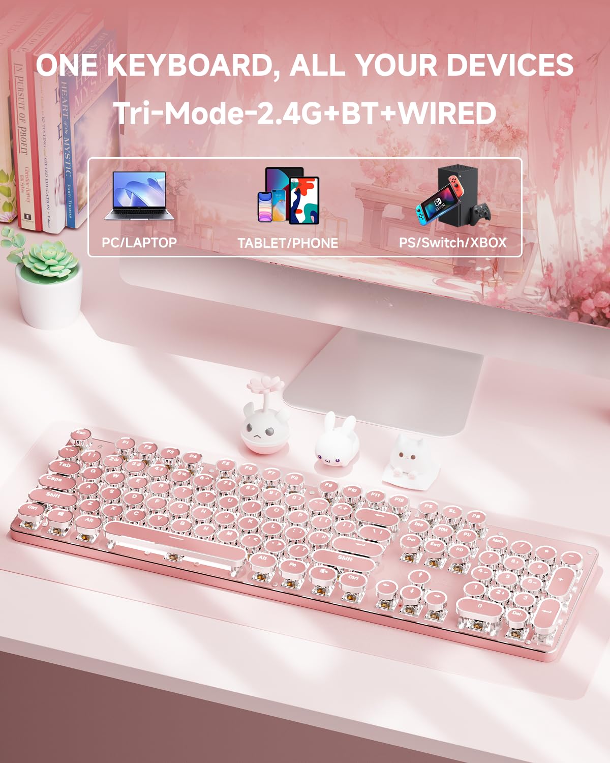 Pink Wireless Mechanical Keyboard X52012