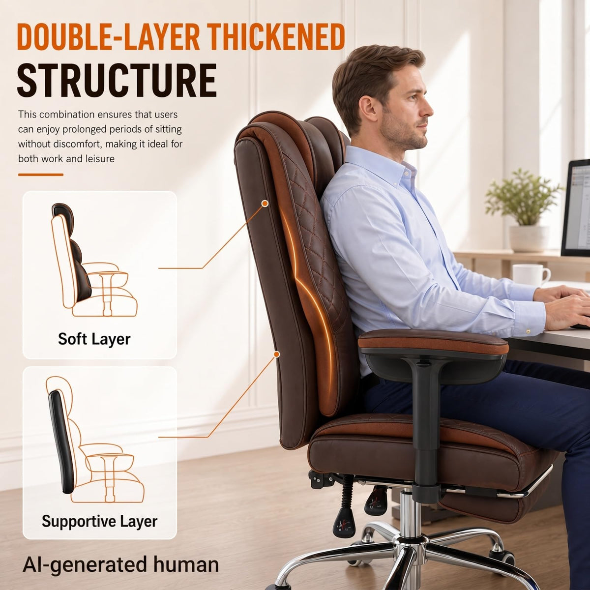 Big and Tall High Back Executive Office Chair with Foot Rest W815174