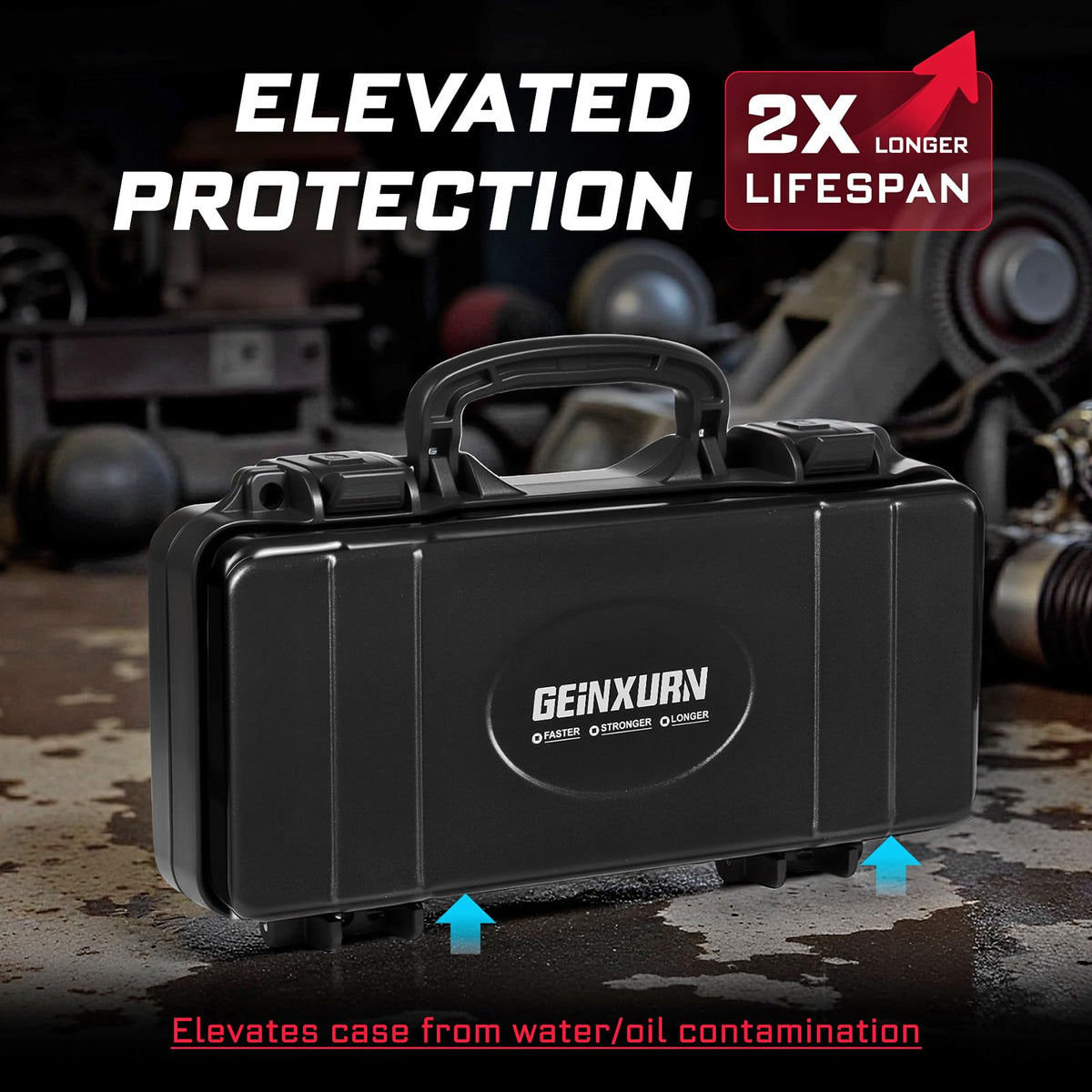 Black Steel Tool Box with Safety Latch and Handle B350
