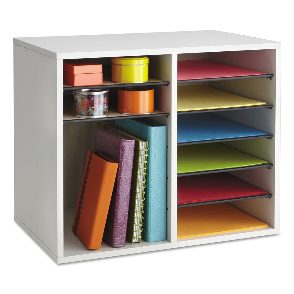 12 Compartment Wood Literature Organizer Q941562