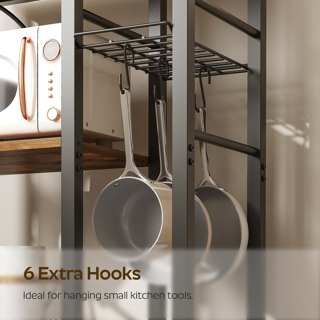 Rustic Brown Kitchen Storage Rack with Charging Station S3467