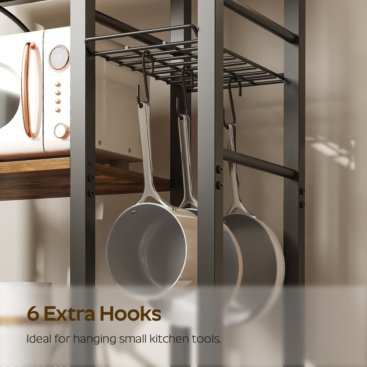 Rustic Brown Kitchen Storage Rack with Charging Station S3467