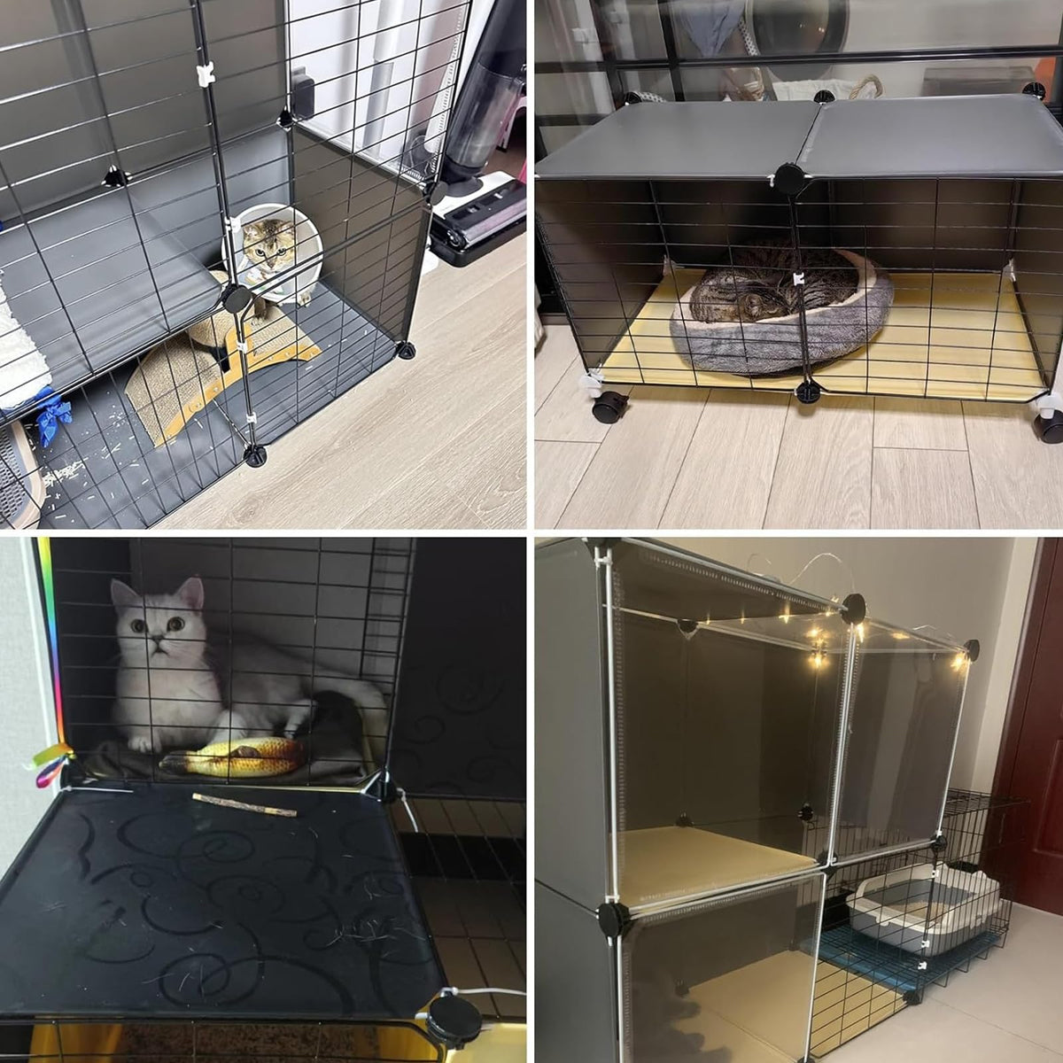 3 Tier Metal Cat Cage with Hammock and 4 Wheels B775244