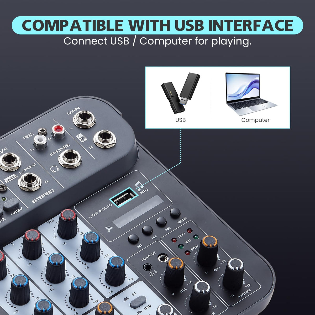 4 Channel DJ Audio Mixer with XLR 1/4" Interface O85266